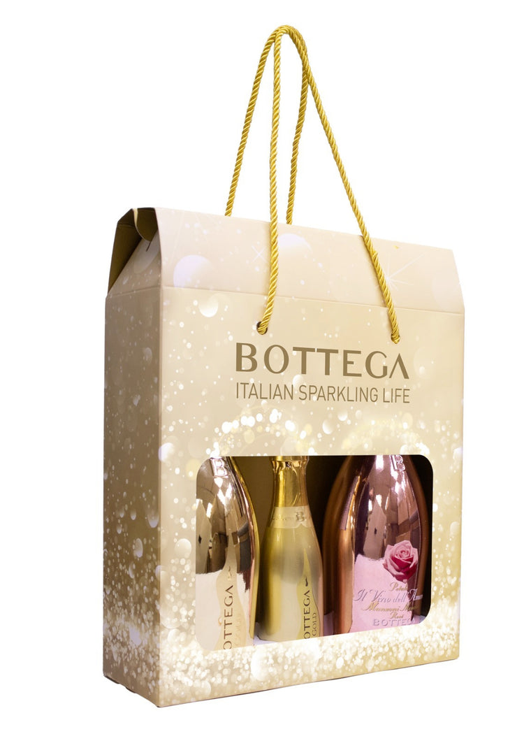 Bottega Prosecco Gold 750ml + Bottega Manzoni Moscato Rosé 750ml + Bottega Prosecco Gold 200ml Gift Pack