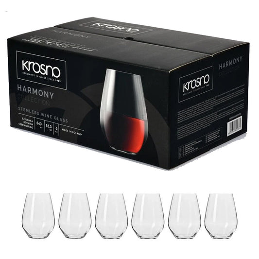 Krosno Harmony Stemless Wine Glasses - Set of 6