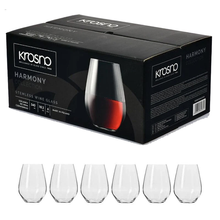 Krosno Harmony Stemless Wine Glasses - Set of 6