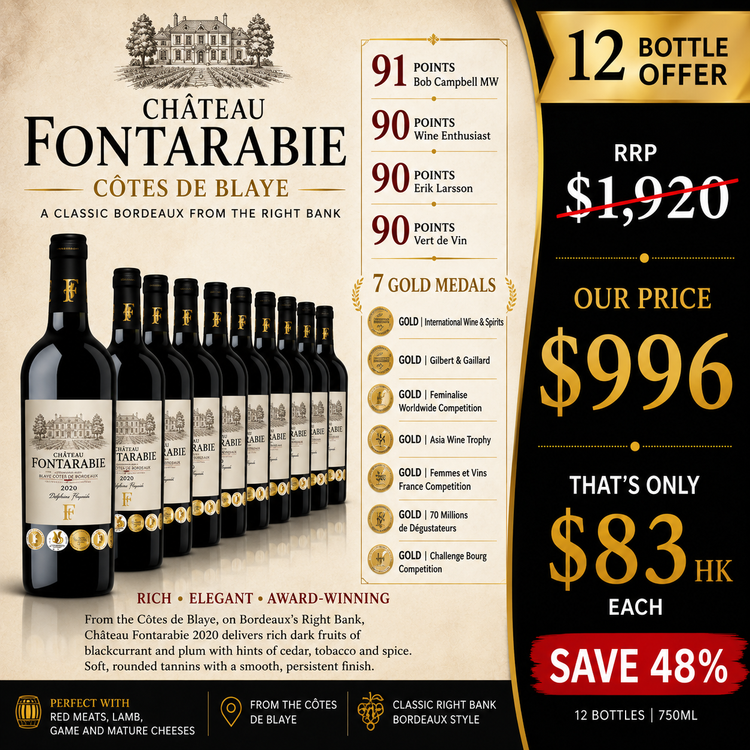 Chateau Fontarabie Cotes de Blaye 2020 (12X750ml)
