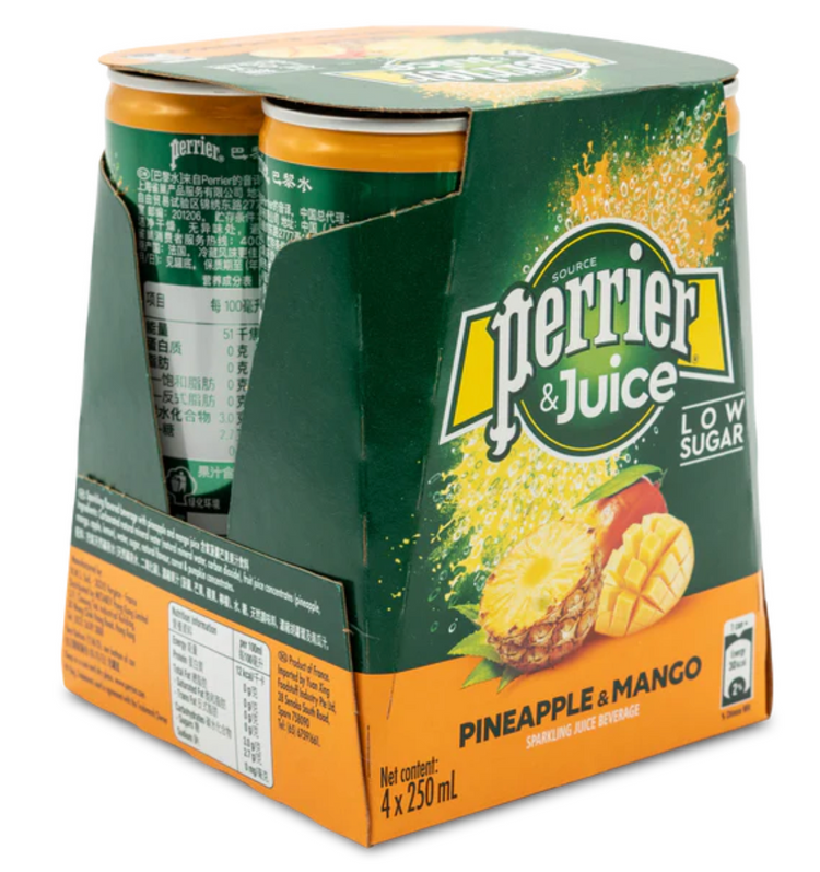 Perrier & Juice Mango & Pineapple Sparkling Water - *4x250ml* (Best before 13/9/2023)
